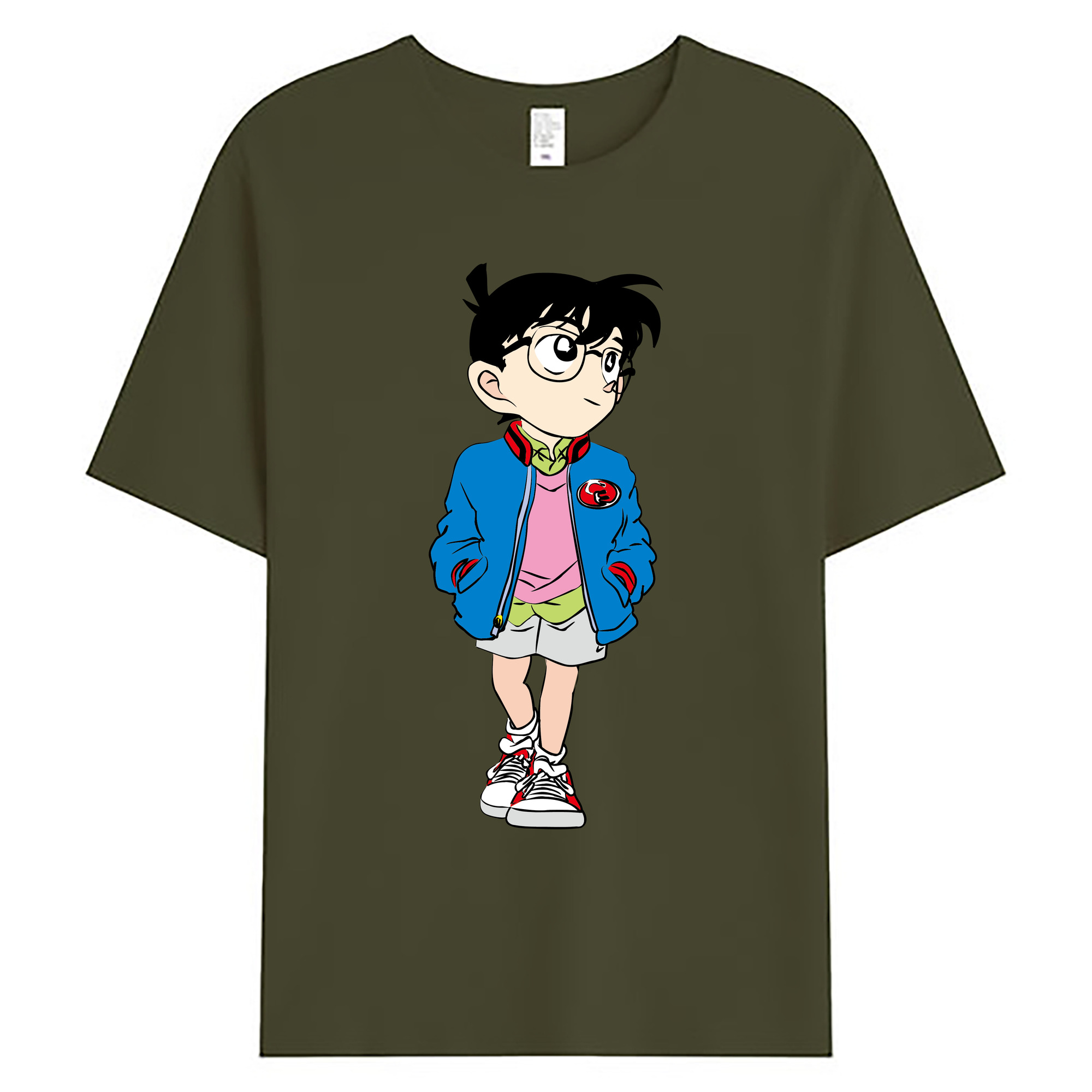 （画像用） 名探偵コナン 江戸川 コナン Detective Conan Conan Edogawa 綿100％ メンズ半袖Tシャツ｜肌触りやわらか＆通気性